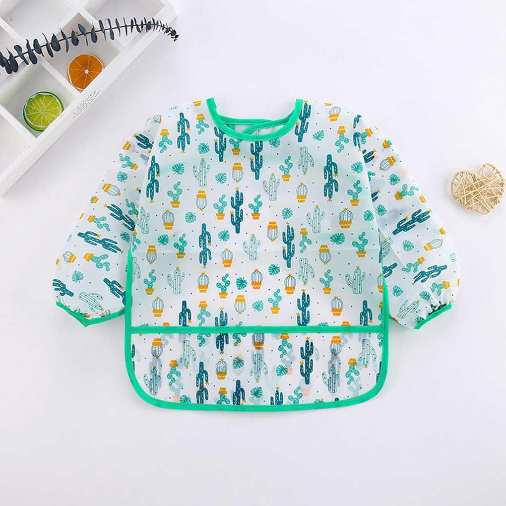 Bộ 4 Tạp Dề Chống Nước Tay Dài In Hình Hoạt Hình Unisex Cho Trẻ Em