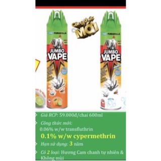 Chai xịt muỗi Jumbo Vape nắp xanh 600ml