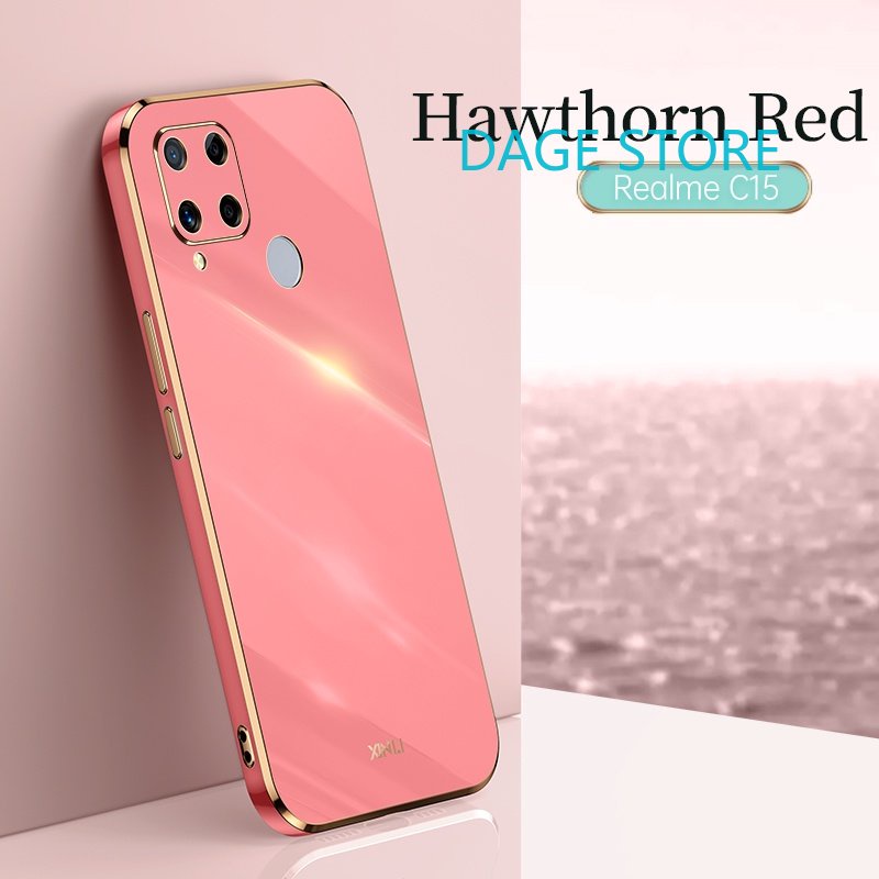 Ốp Điện Thoại Viền Mạ 6D Màu Trơn Cho Realme C15 C12 C25 7i Narzo 20