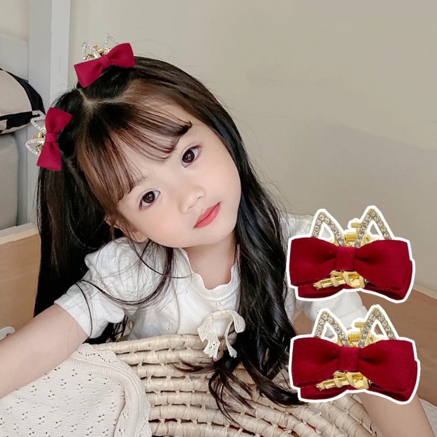 Kẹp Tóc Hình Nơ Đính Đá Dễ Thương Cho Bé Gái