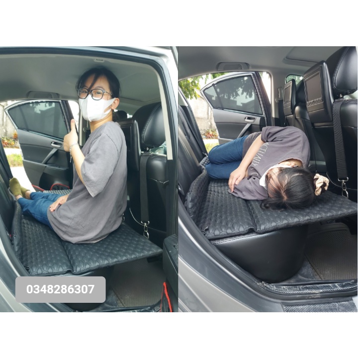 Nệm giường cho hàng ghế sau xe hơi (sản phẩm đệm da, gỗ chịu lực, không cần bơm hơi)