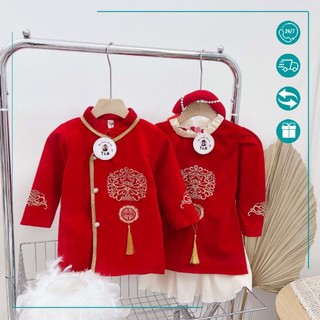 Áo dài cho bé trai/ bé gái 22461 áo dài cách tân, áo dài cách tân nhung, áo dài đẹp cho bé size 10-22kg