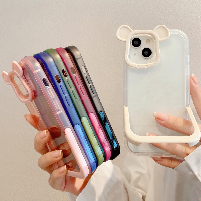 Ốp Điện Thoại Trong Suốt Họa Tiết Hoạt Hình Chú Gấu Dễ Thương Chống Sốc / Rơi Cho iPhone 14 13 12 11 Pro Max