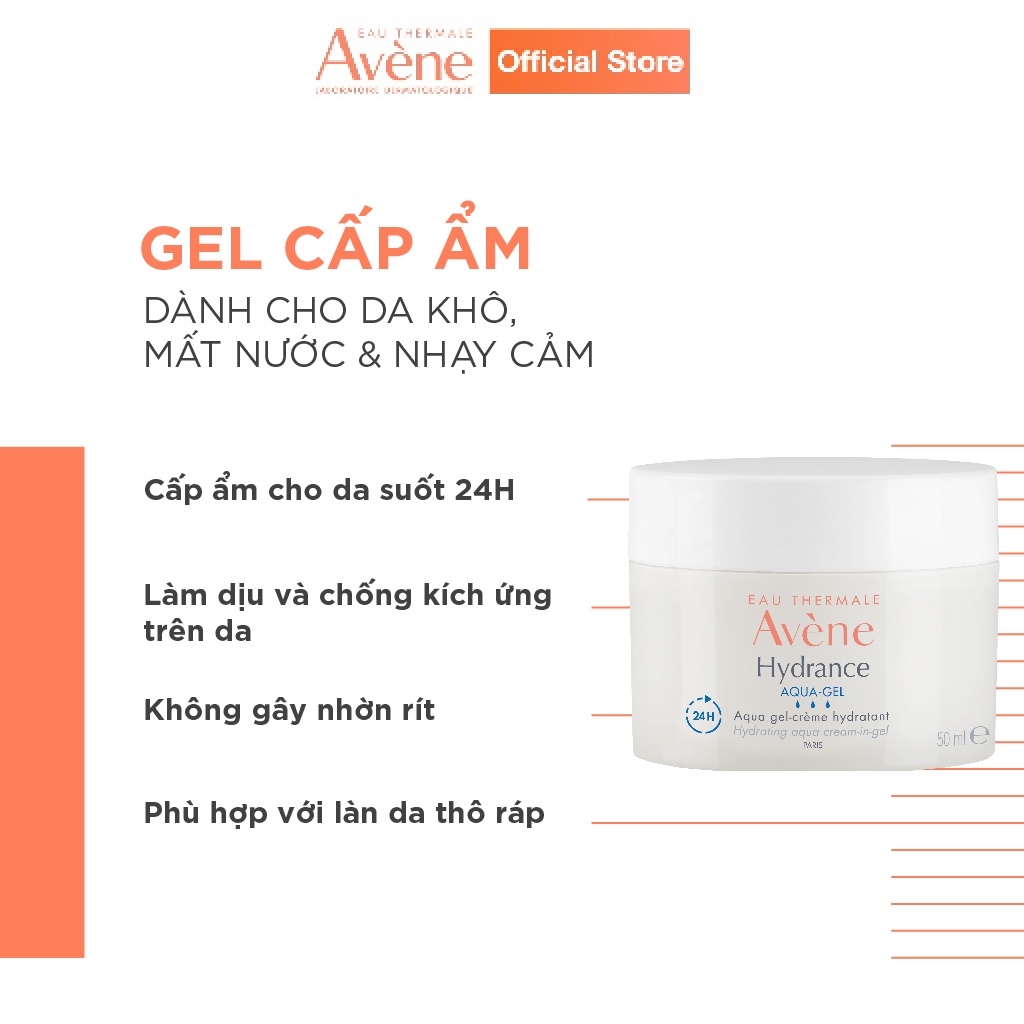 Gel cấp ẩm tức thì cho da khô mất nước, nhạy cảm AVÈNE AQUA-GEL 50ml