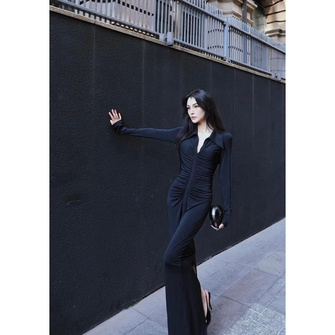 Váy Body Cổ Sơ Mi Nhún Ly Eclipse Clothing