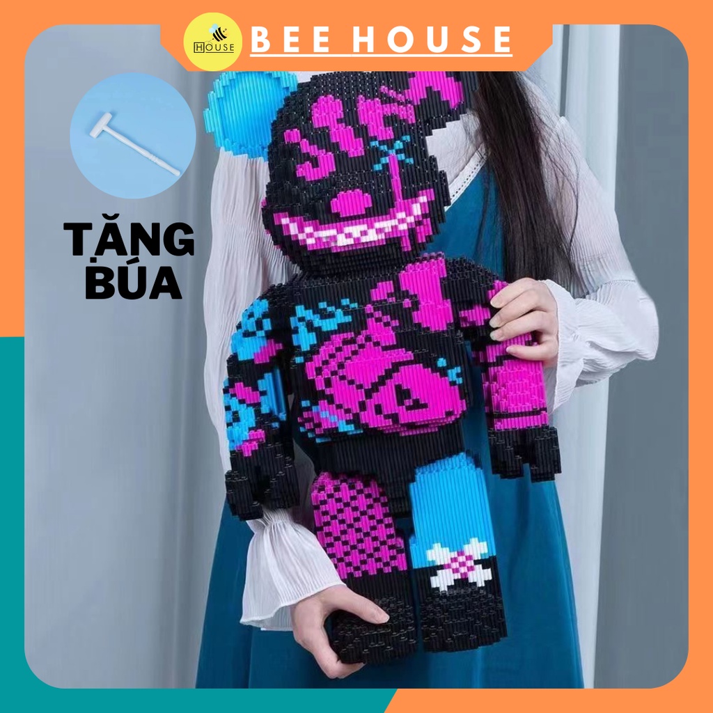 Xếp hình gấu bearbrick cỡ lớn 55cm đồ chơi xếp hình lắp ráp mô hình trang trí decor phòng khách