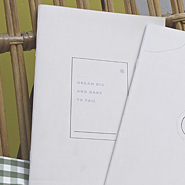 Tập vở học sinh B5 bìa phong cách Aesthetic chữ nhật xám xanh 80gsm ruột kẻ ngang-ô vuông