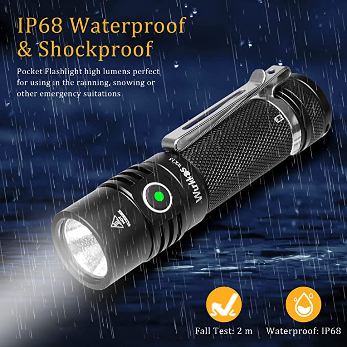 Đèn pin cầm tay WURKKOS Wk15 3000lm 21700 Cree XHP 50.2 IP68 thiết kế bảo vệ chuyên dụng