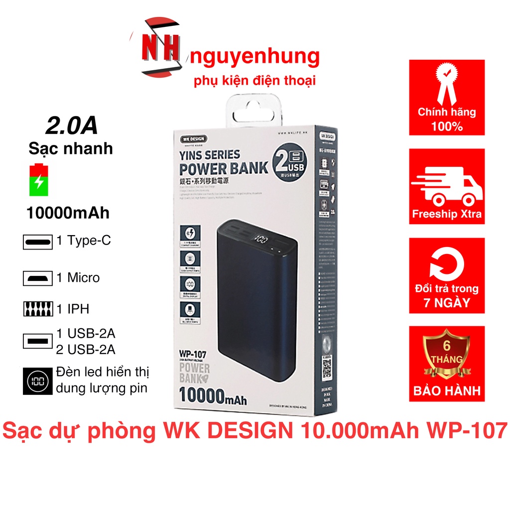 Sạc dự phòng WK DESIGN 107-10.000mAh