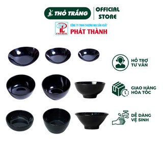 Chén cơm màu đen bóng nhựa melamine cao cấp fataco dùng ăn các món lẩu nướng