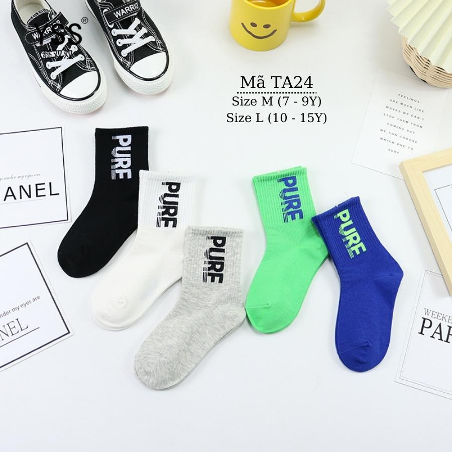 Tất bé trai vớ đá bóng trẻ em LIMIBABY 7 8 9 10 đến 15 tuổi màu trơn cổ cao có chữ thời trang phong cách Hàn Quốc TA24