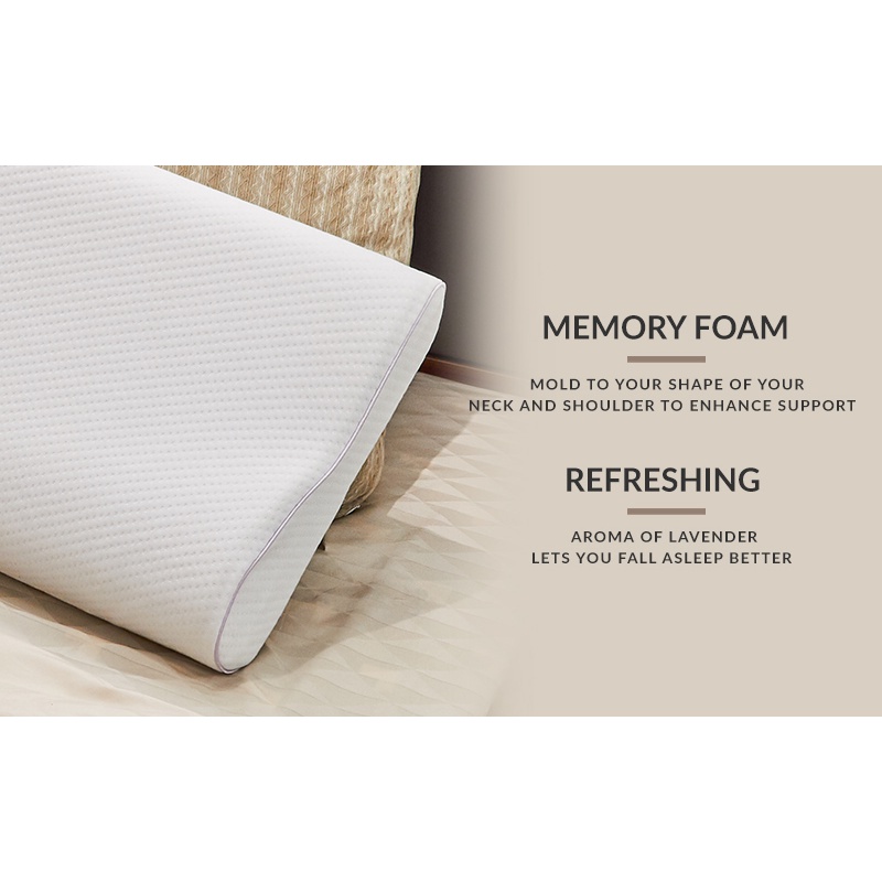 Gối nằm chiết xuất hoa oải hương Jean Perry Memory Foam Lavender Contour 40x60x11/9cm