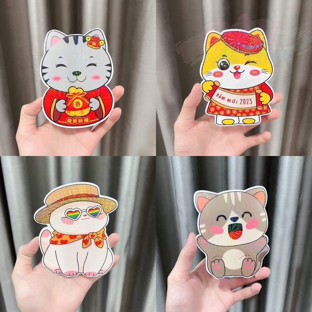 Bao lì xì tết 2023 con mèo phản quang chibi cute xuân quý mão giá rẻ Gôn đồ chơi