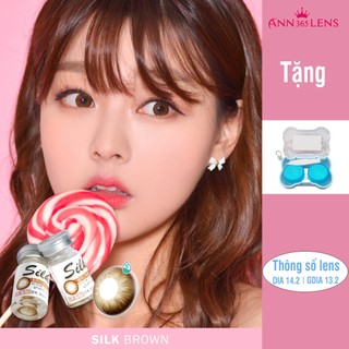 Kính áp tròng 1 năm màu nâu sáng Silk Brown ANN365 chất liệu Silicone Hydrogel đeo 12H/ ngày