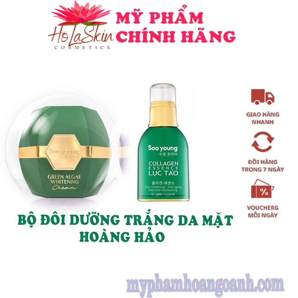Bộ kem dưỡng trắng da lục tảo Soo Young và serum Lục tảo Soo Young mới