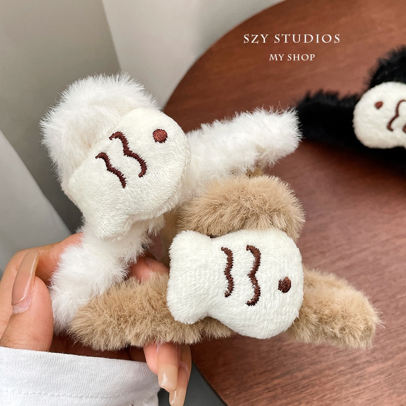 Kẹp Tóc Hình Hoa Tulip / Cá Mập Phủ Lông Thời Trang Hàn Quốc Xinh Xắn Cho Bé Gái