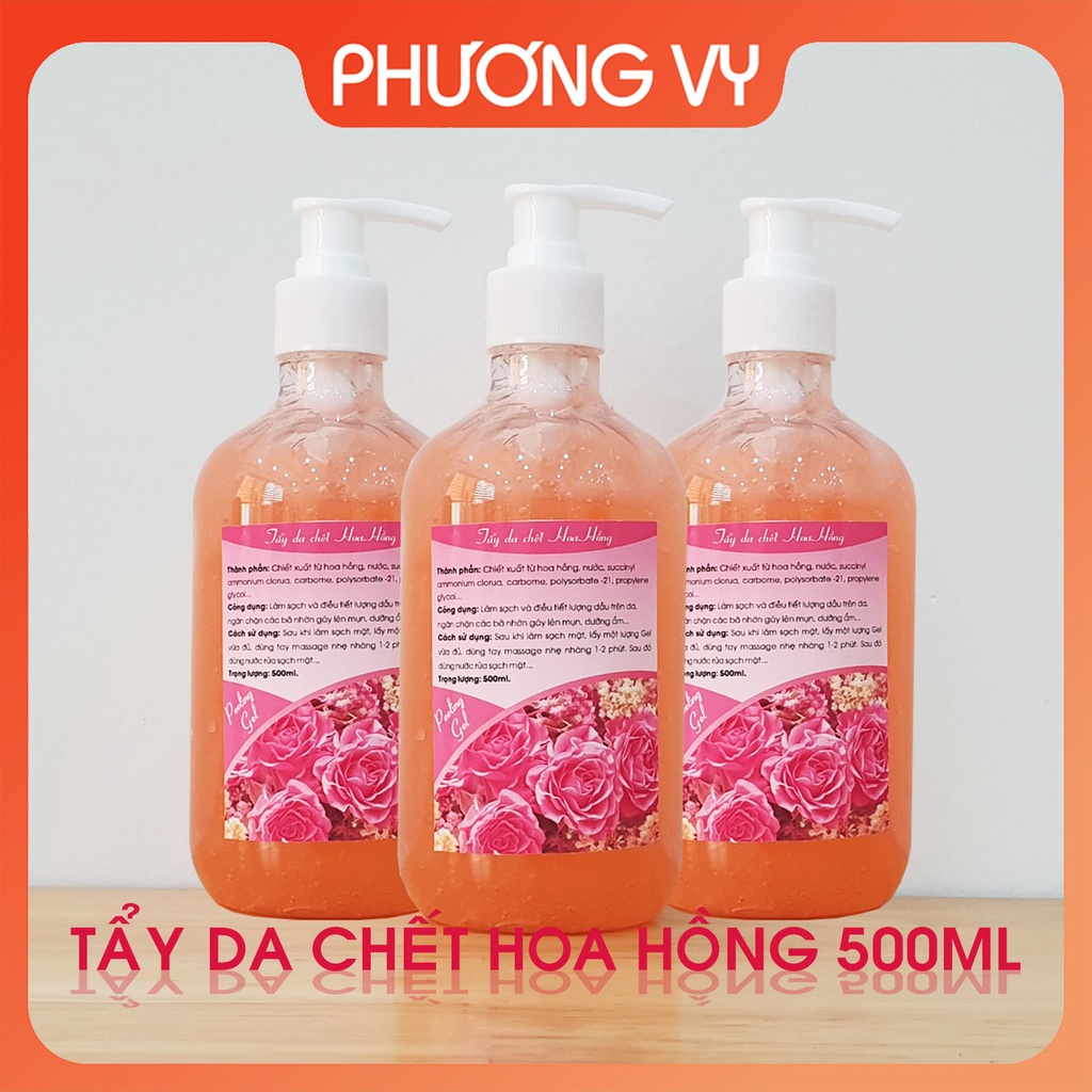 500ml Tẩy da chết Hoa Hồng Spa, tẩy da chết làm sạch da, nguyên liệu mỹ phẩm