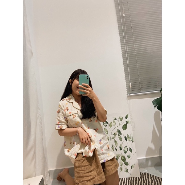 Đồ ngủ Pyjama xô muslin sóc nhỏ tinh nghịch siêu dễ thương