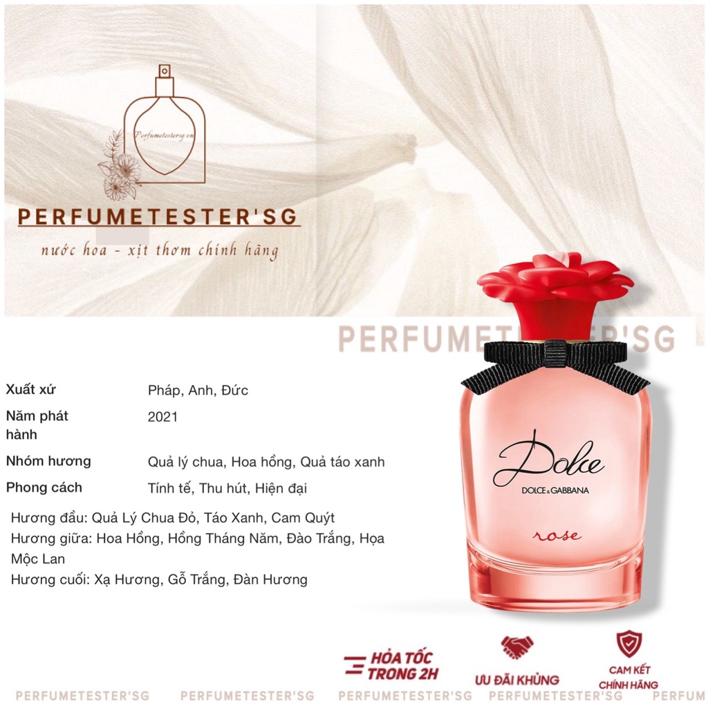 Nước hoa Dᴏʟᴄᴇ & Gᴀʙʙᴀɴᴀ Dolce Rose -𝒑𝒆𝒓𝒇𝒖𝒎𝒆𝒕𝒆𝒔𝒕𝒆𝒓