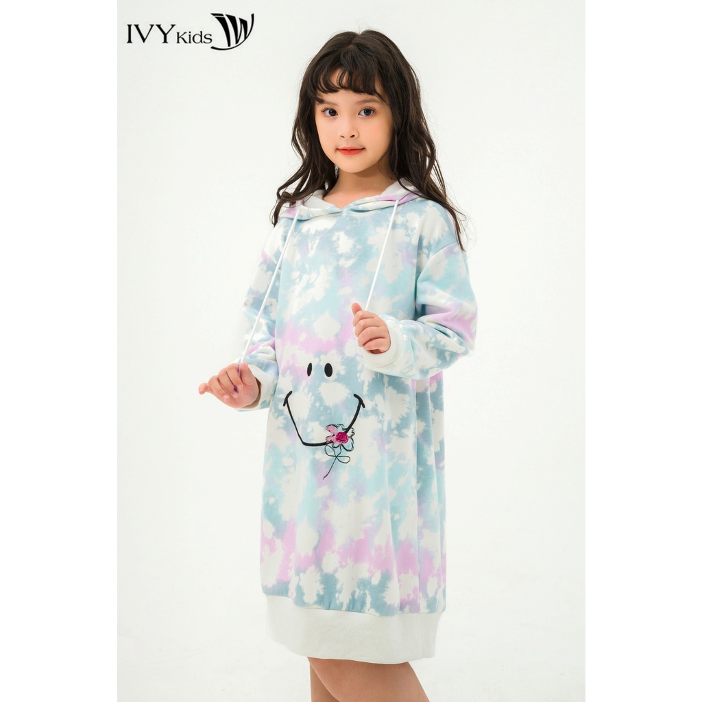 Đầm bé gái thêu hình mặt cười IVY moda MS 42G1579