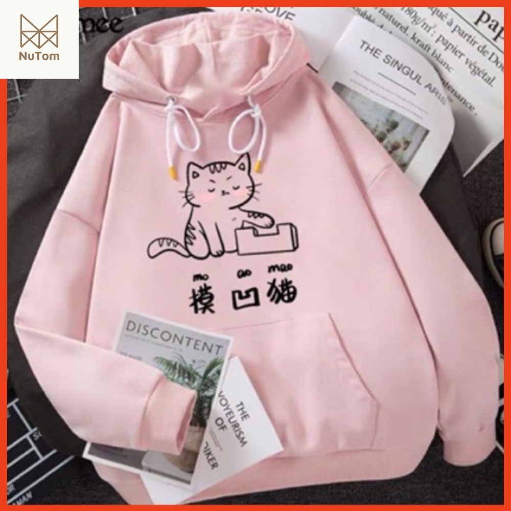 Nhiều Mẫu: Áo Hoodie Nữ Unisex NuTom Official Có Mũ Dễ Thương, Áo Nỉ Thu Đông Nữ Chất Nỉ Ấm Áp Mềm Mại In Chibi Mèo Noel | BigBuy360 - bigbuy360.vn