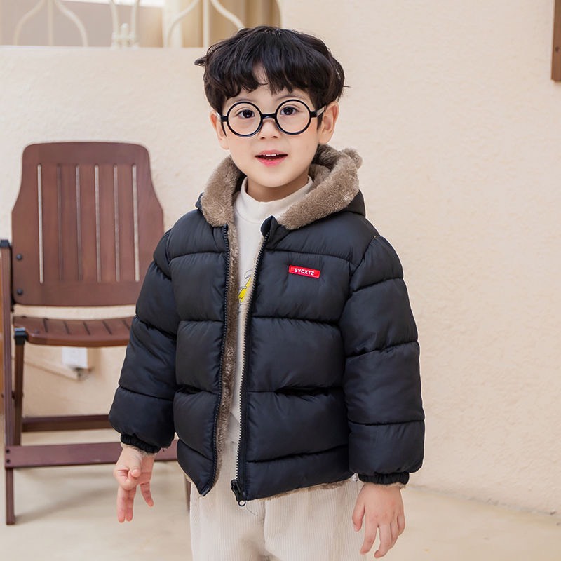 Áo phao lót lông siêu ấm cho bé hình tai gấu, áo khoác phao béo hàng Quảng Châu cao cấp cho bé trai và bé gái 8-25kg