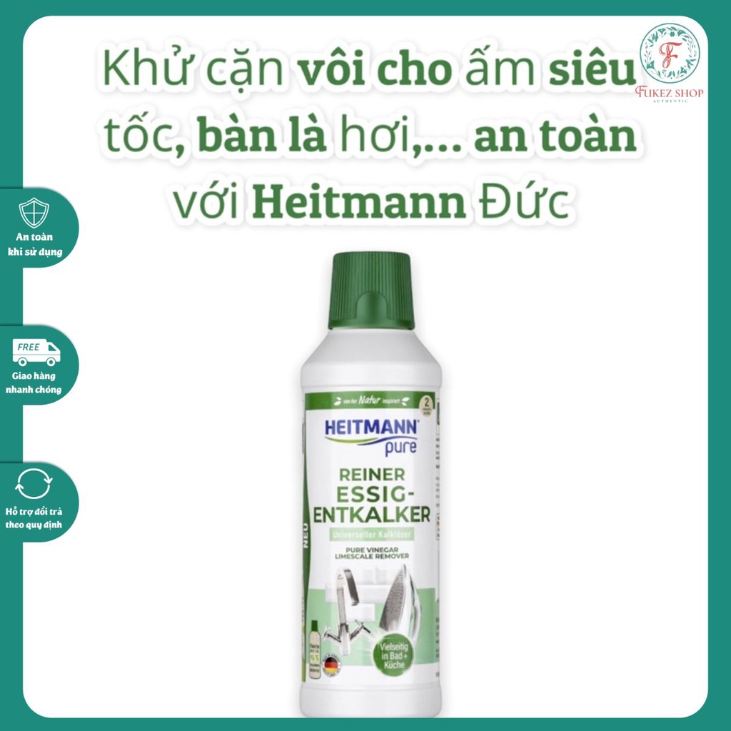 Dung dịch tẩy cặn ấm siêu tốc bàn là an toàn Heitmann 500ml Đức