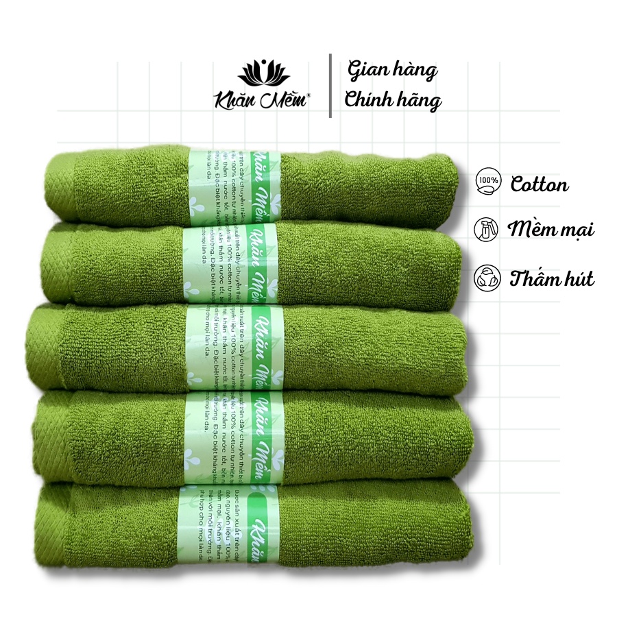 5 Khăn Tắm Khăn Mềm Kích thước 60x120cm - Chất liệu 100% cotton thấm hút tốt, không xổ lông không ra màu