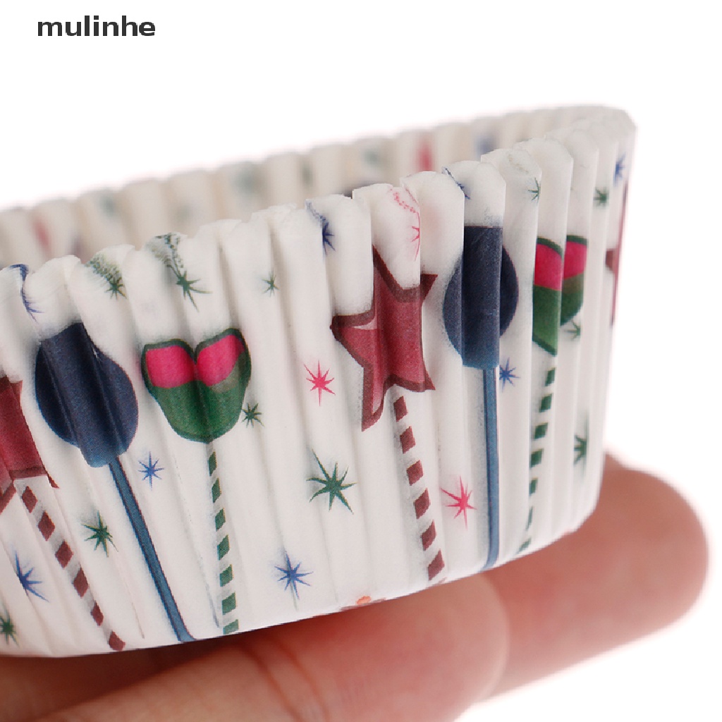 Set 100 Khay Đựng Bánh Cupcake / Muffin Họa Tiết Giáng Sinh Dễ Thương