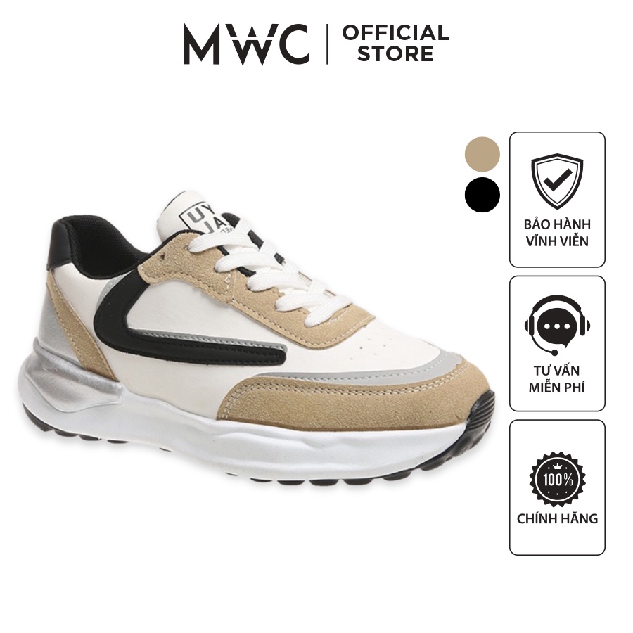 Giày MWC A007 - Giày Thể Thao Nữ, Sneaker Da Đế Cao Phong Cách Năng Động Thời Trang