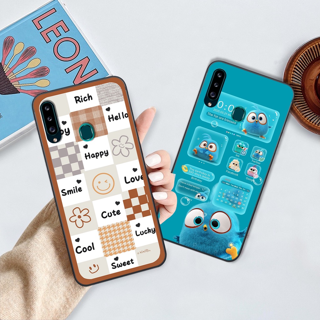 Ốp Samsung A20s in hình gấu vịt caro nhiều màu sắc ngộ nghĩnh dễ thương