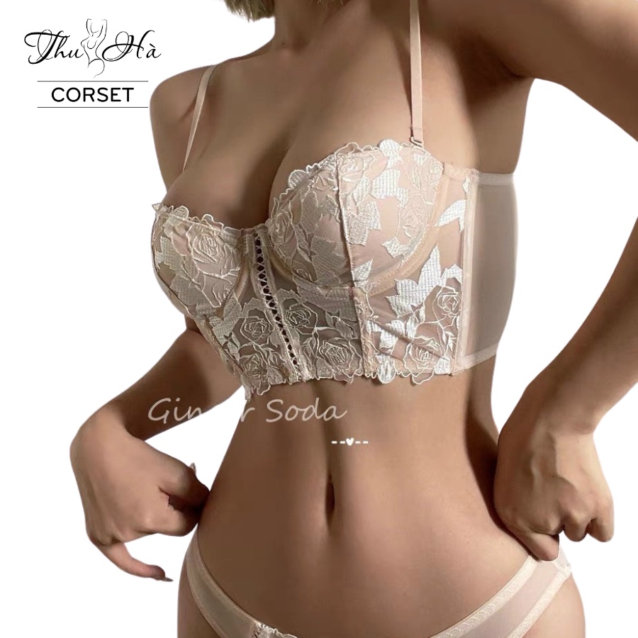 Áo ngực bra corset nữ có gọng cao cấp - Áo bra ren cài sau mút mỏng siêu gợi cảm quyến rũ