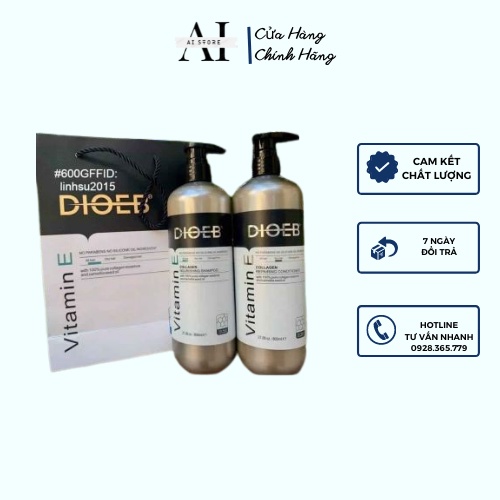 Cặp Dầu Gội Xả Dioeb Vitamin E Collagen 800ML - Phục Hồi Tóc Hư Tổn, Chống Rụng. AI_Store