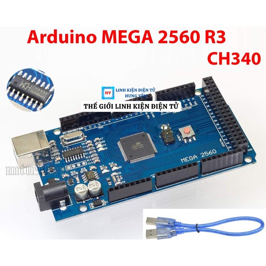 Arduino MEGA 2560 R3 CH340 / CH340G SMD - Có cáp kết nối