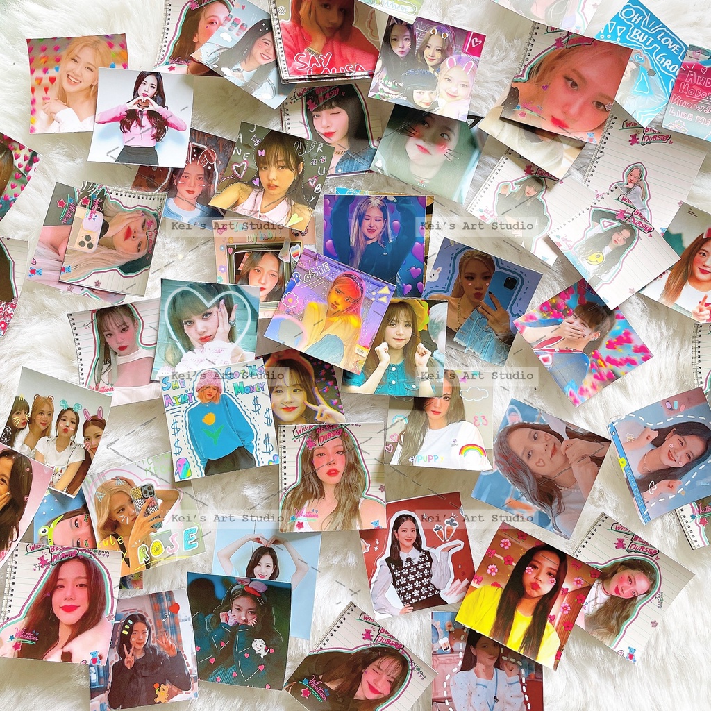 Nhận in theo yêu cầu - Set 100 cái tem niêm phong blackpink rosé, lisa, jennie, jisoo meme cute dễ thương vui nhộn