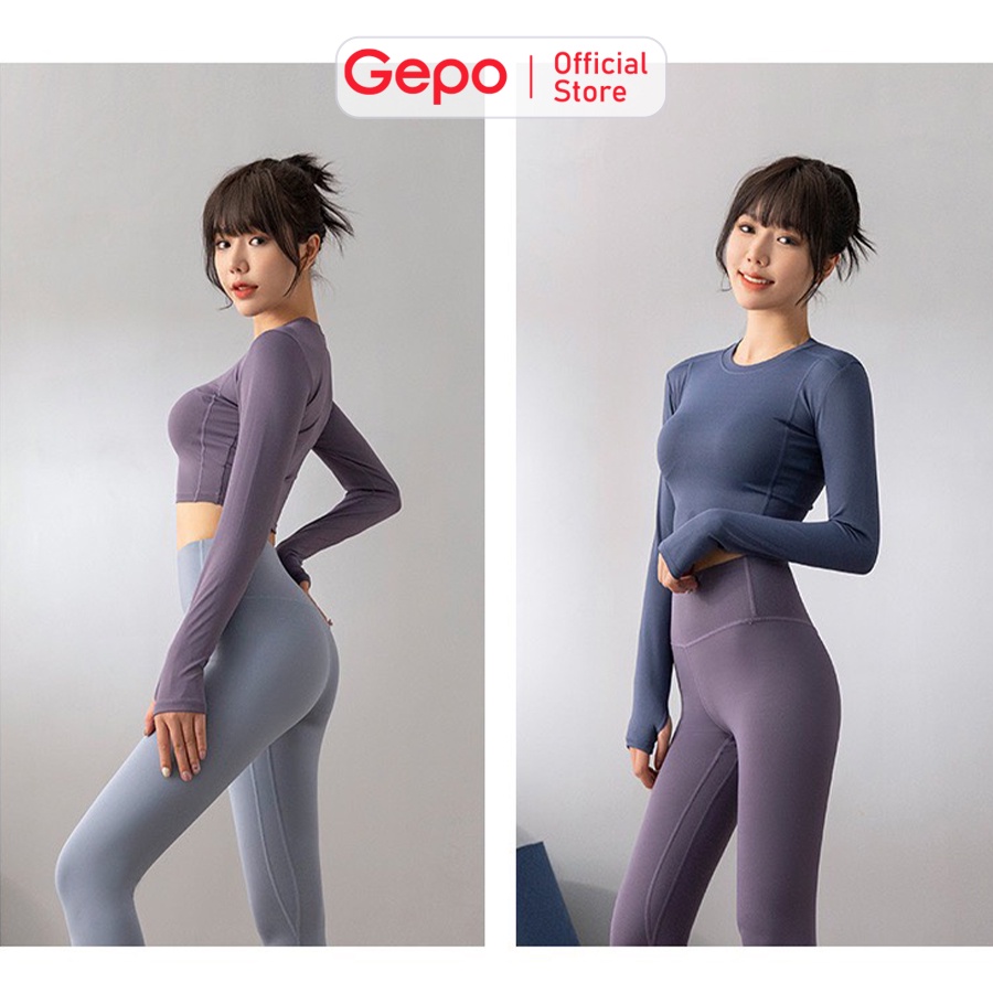 Áo croptop dài tay tập gym,yoga nữ ôm body GEPO GP211