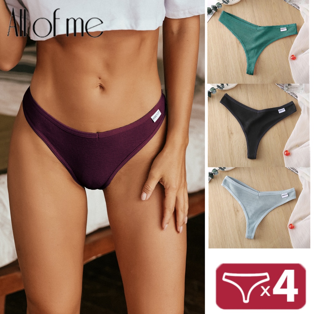 Set 4 Quần Lót Cotton Mềm Lọt Khe 12 Màu Tùy Chọn