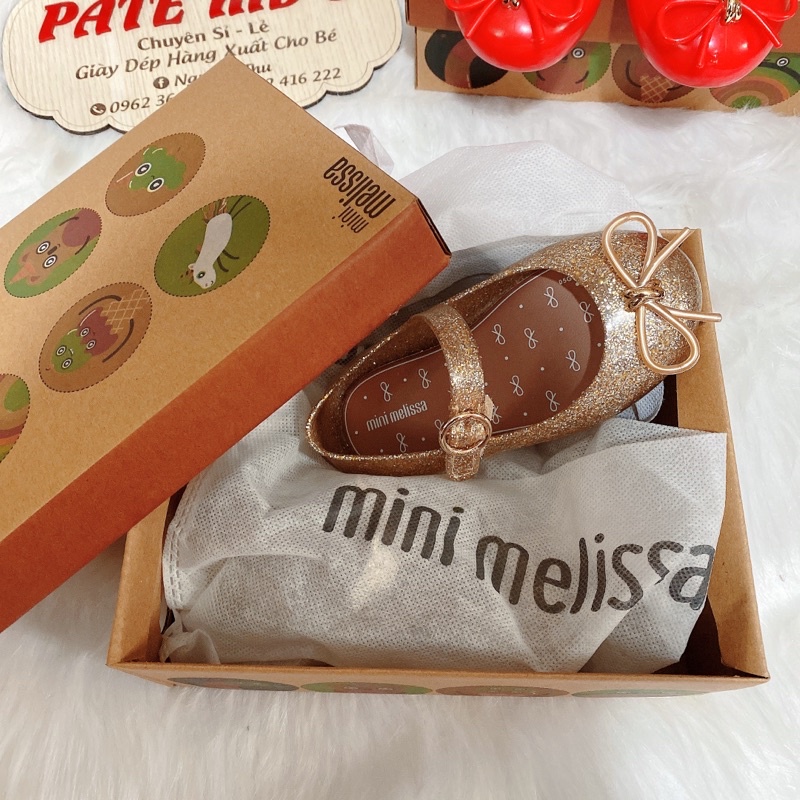 Giầy bệt nơ mảnh nhựa mềm thơm melisa cho bé gái từ 2-7 tuổi siêu xinh