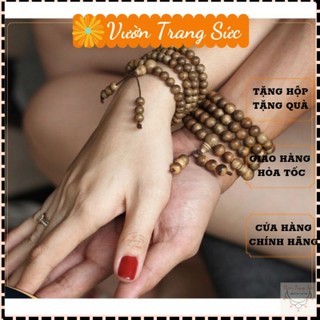 Chuỗi Tràng Hạt vòng Trầm Hương tâm an thanh tịnh size 6mm và 8mm Vườn Trang Sức