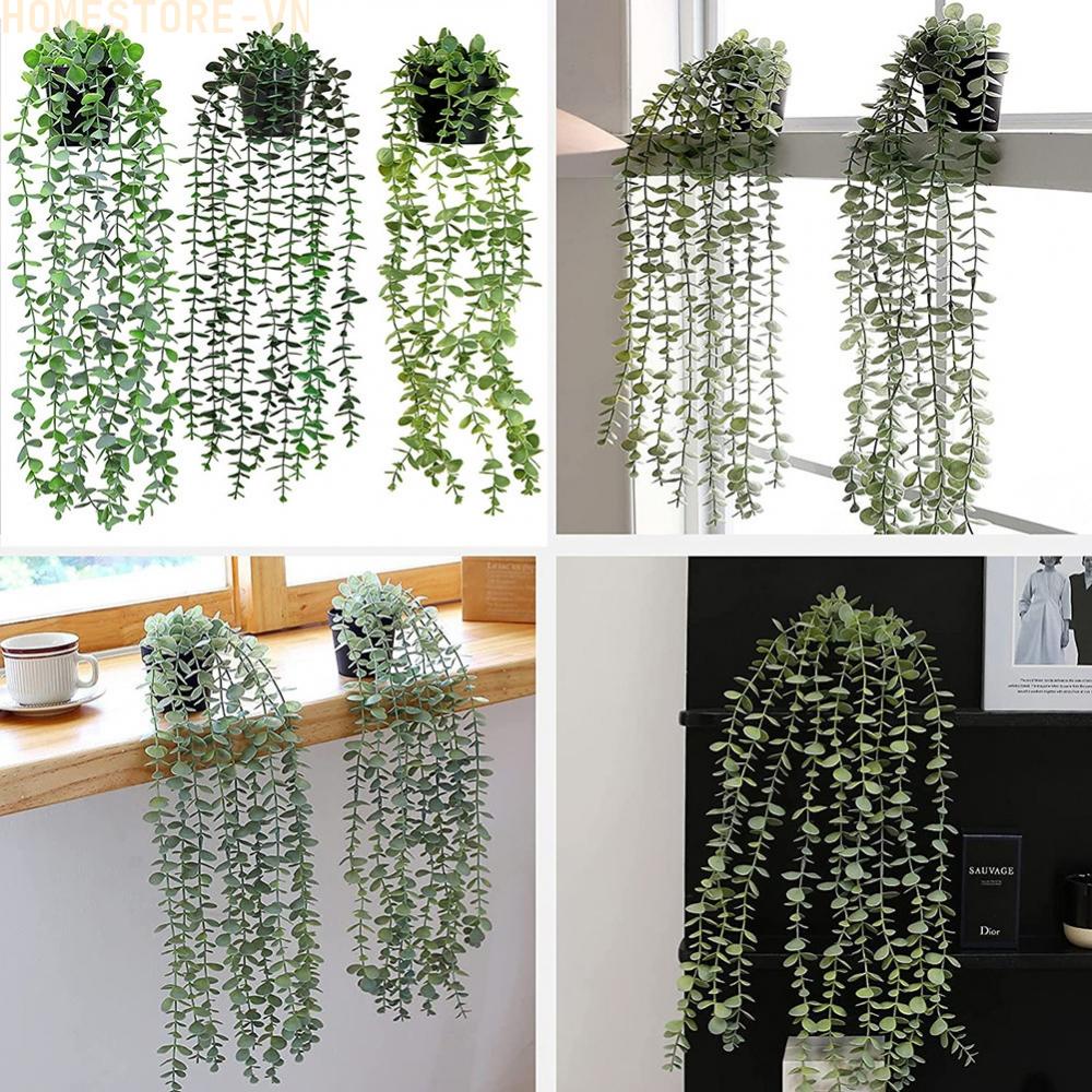 Chậu Cây Giả Đan Mây Treo Tường Trang Trí Chất Lượng Cao