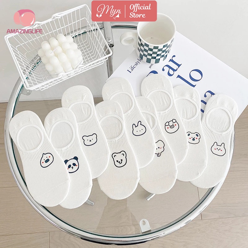 Tất hài trắng T782 hoạ tiết hình dễ thương, phong cách cá tính MYN_UNDERWEAR