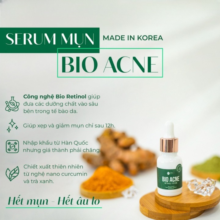 Serum Bio Acne Ova giảm mụn mờ thâm lành tính chiết xuất thiên nhiên 15ml