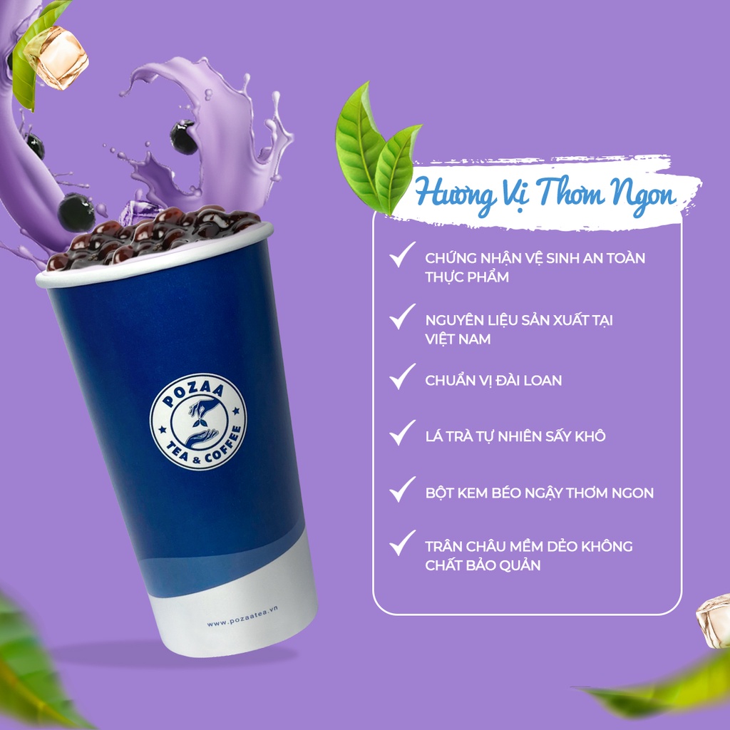 Set trà sữa tự pha, nguyên liệu làm trà sữa tại nhà POZAA TEA  tự pha vị khoai môn ngọt béo dễ làm thành phẩm 20 ly