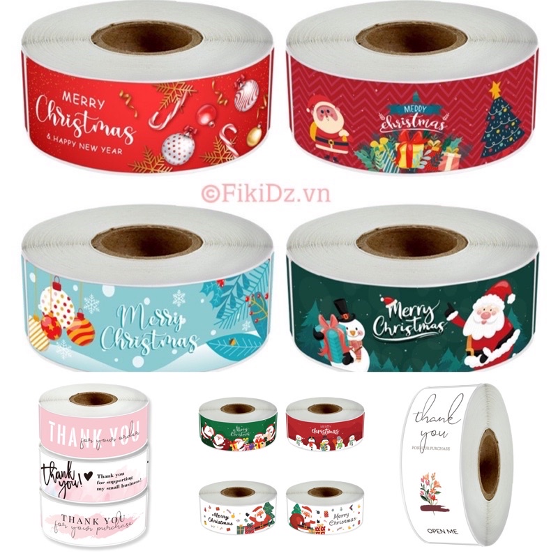 Cuộn 120 tem dán decal sticker Noel Giáng sinh