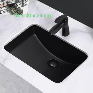 Chậu rửa mặt, lavabo âm bàn men đen tuyền grl 1803b