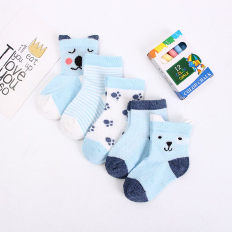 Booboo Baby - Sét 5 đôi tất dày dặn, không bai xù màu sắc đáng yêu dùng được cho bé từ sơ sinh đến 3 tuổi