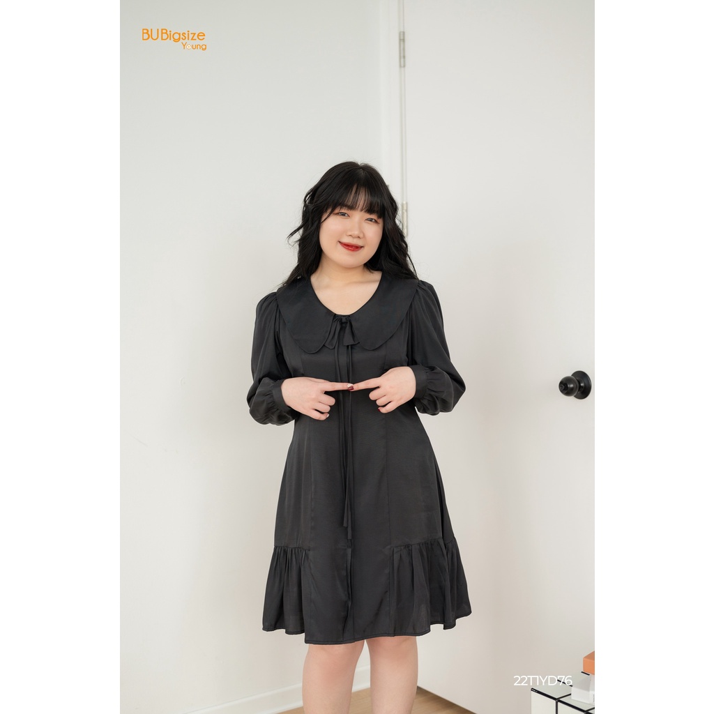 Đầm cổ sen đính nơ nẹp giữa thân đuôi cá BIGSIZE (55kg đến 95kg) - 22T1YD76 - [BU Bigsize Young]