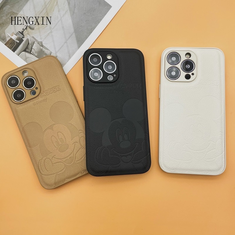 Ốp Điện Thoại Da Họa Tiết Chuột Mickey Cho Iphone 14 14pro 14plus 14promax