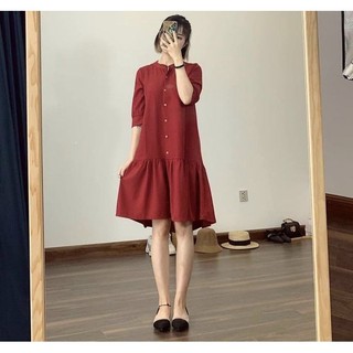 Đầm váy freesize đỏ đuôi cá tay lỡ