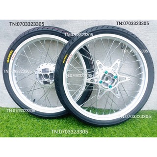 CẶP BÁNH CĂM SONIC NIỀN NHÔM RCB 1.1 ĐÙM SƠN BẠC, CĂM MẠ CROM , VỎ CAMEL THÁI 60.80 .70.80 KÈM PÁT VỚI ỐC G5